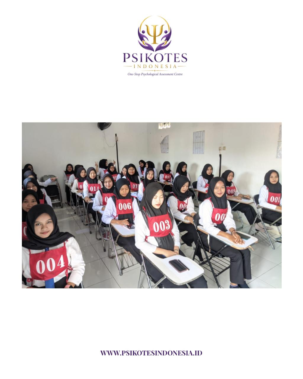 Dokumentasi pelaksanaan psikotes CPMI — para peserta mengikuti sesi asesmen psikologi di ruang kelas